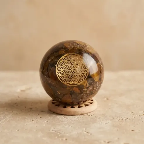 Petite orgonite Sphère Oeil de Tigre –Protection & Confiance