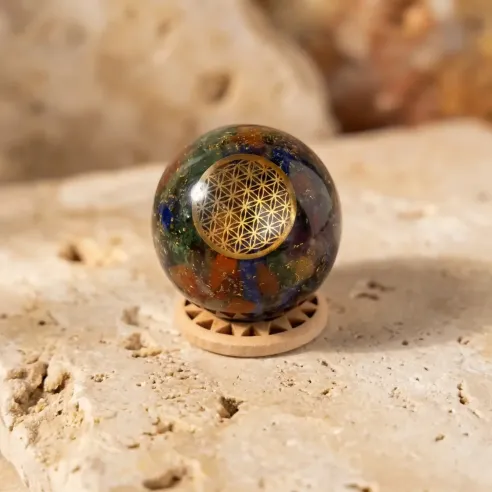 Petite Orgonite Sphère 7 Chakras – Protection Énergétique