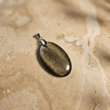 Pendentif Obsidienne Dorée Valkya – Protection & Vérité