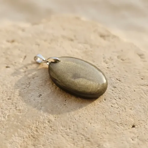 Pendentif Obsidienne Dorée Valkya – Protection & Vérité