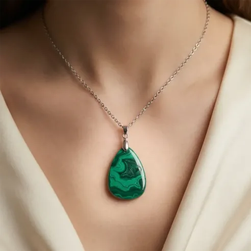 Pendentif Malachite Caelia – Guérison & Alignement du Cœur