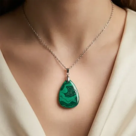 Pendentif Malachite Caelia – Guérison & Alignement du Cœur